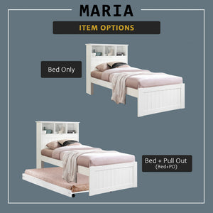 Maria Pull-Out Bed Single, Super Single Solid Rubberwood Bed Frame w/ Mattress Option