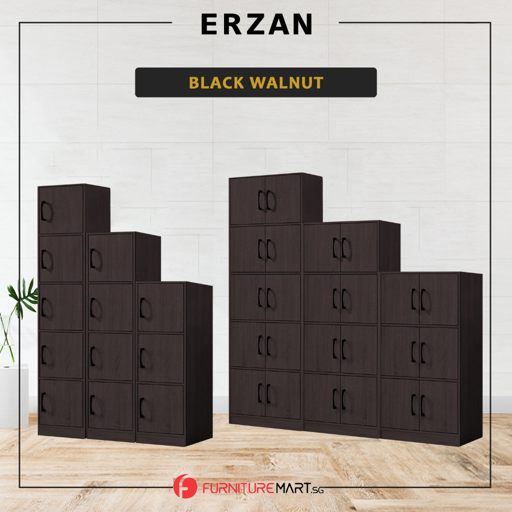 Erzan Series Single and Double Door Cabinet Bookshelf Storage in 6 Colours