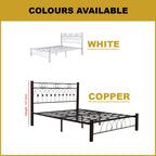 Hollie  Queen/King Size Metal Bed Frame Copper or White Colour - w/ Mattress Option