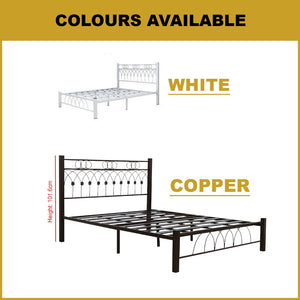 Hollie  Queen/King Size Metal Bed Frame Copper or White Colour - w/ Mattress Option