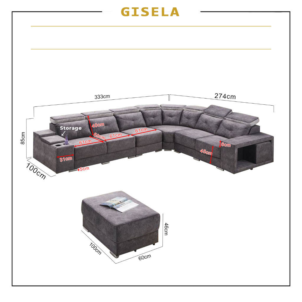 Gisela Corner Set Sofa Pet Friendly Fabric and Leather Colour
