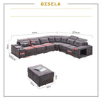 Gisela Corner Set Sofa Pet Friendly Fabric and Leather Colour