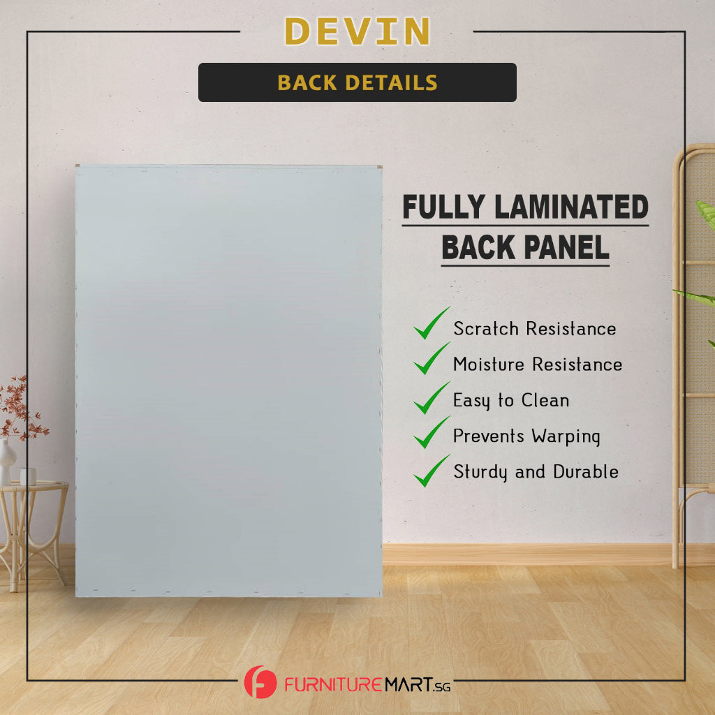 Devin Series Premium Chest of 4 Drawers Collection Full Laminated Back Panel in 6 Colours