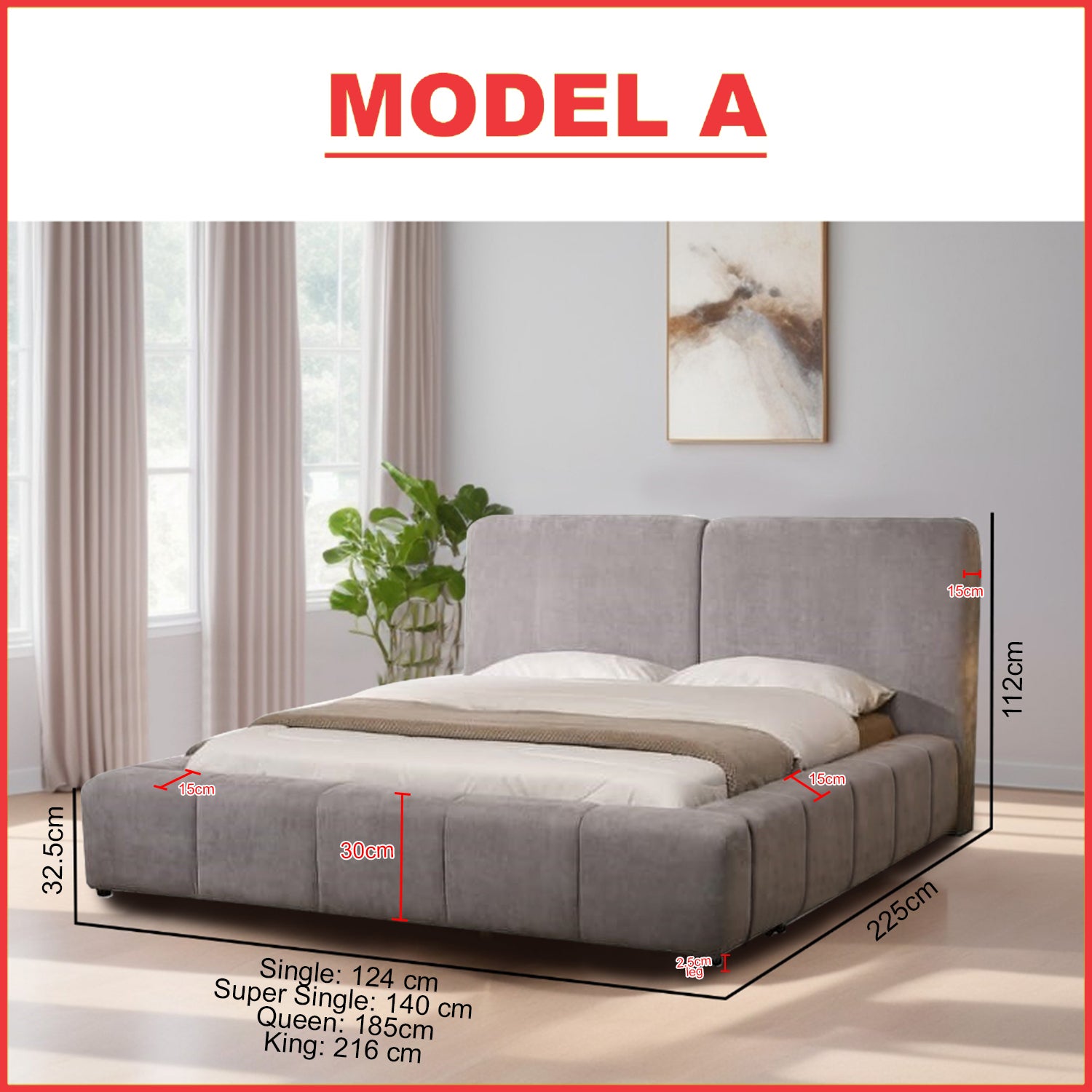 Milly PLatform Bed Frame All Sizes Available - w/ PetFriendly Scratchproof Option
