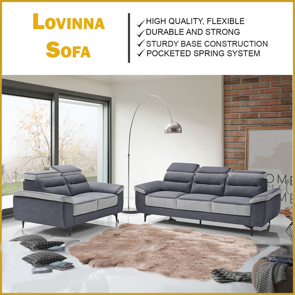 Lovinna 2-Seater and 3-Seater Sofa Pet Pocketed Spring System
