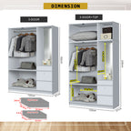 Sabine 3-Door Wardrobe Dresser Combo with Mirror and Drawers in 6 Colours