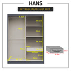Hans Series 4FT/5FT 2-Door Sliding Door Wardrobe in White Wash or Black