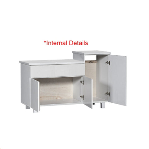 Image of Deena Series 3/3-Door Kitchen Cabinet with Drawers in White Colour