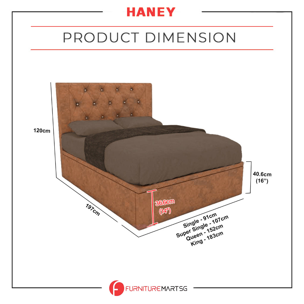 DR CHIRO Haney 16" SBD Storage Bed Velvet Fabric in 3 Colours - With Mattress Add-On
