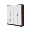Berlin Series 4 Door with Drawers Soft Closing Wardrobe in Cherry Oak + White Colour