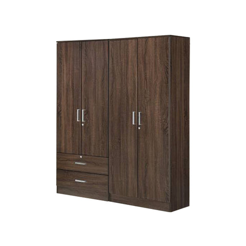 Image of Berlin Series 4 Door with Drawers Soft Closing Wardrobe in Columbia Walnut Colour