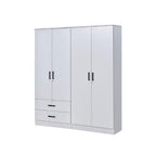 Moira CARB-P2 Certified Board 2-5 Doors  Scratch-Resist Wardrobe w/ Drawers White Colour