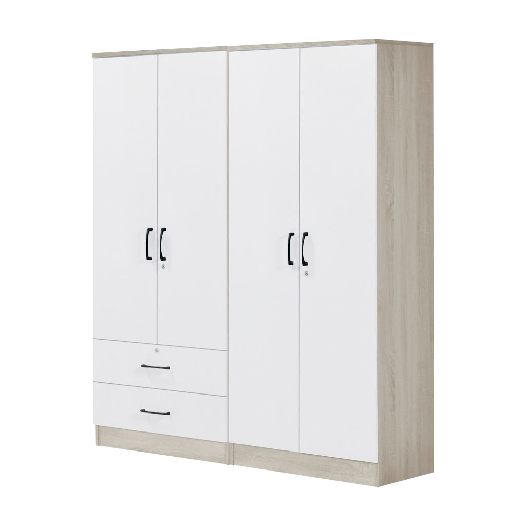 Poland Series 4 Door Wardrobe with 2 Drawers in Ivory & White Colour