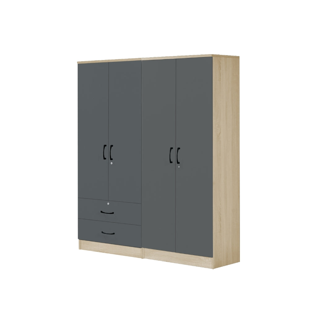 Florence Series 1/2/3/4/5 Doors Tall Wardrobe with Drawers and Top Cabinet in Natural