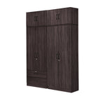 Britain Series 1/2/3/4/5 Doors Tall Wardrobe with Drawers and Top Cabinet in Black Walnut