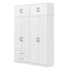 Cyprus Series 4 Door Tall Wardrobe with 2 Drawers and Top Cabinet in Full White Colour