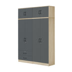 Florence Series 1/2/3/4/5 Doors Tall Wardrobe with Drawers and Top Cabinet in Natural