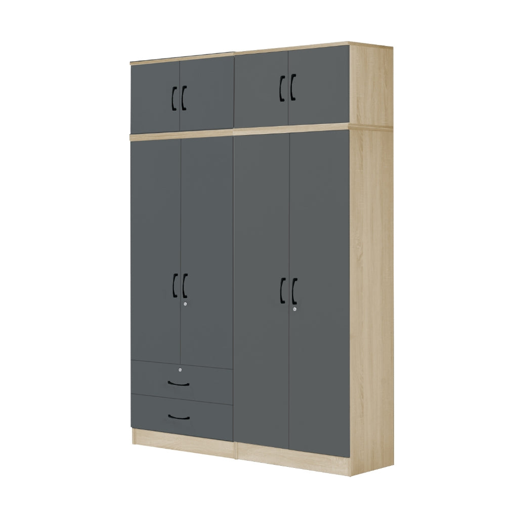 Florence Series 1/2/3/4/5 Doors Tall Wardrobe with Drawers and Top Cabinet in Natural
