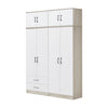 Poland Series 4 Door Tall Wardrobe with 2 Drawers and Top Cabinet in Ivory & White Colour