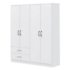 Cyprus Series 4 Door Wardrobe with 2 Drawers in Full White Colour