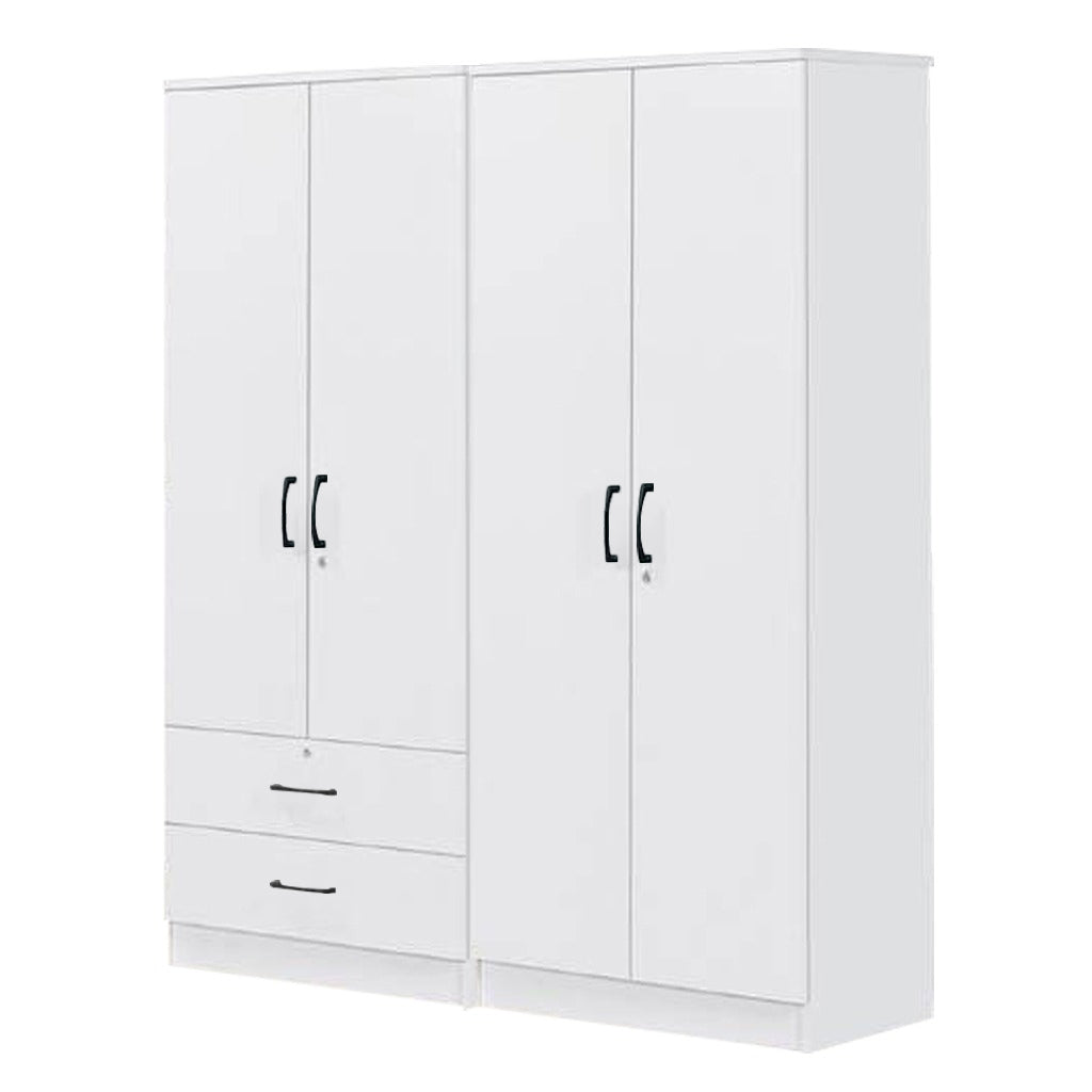 Cyprus Series 4 Door Wardrobe with 2 Drawers in Full White Colour