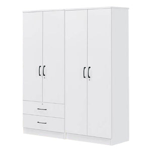 Cyprus Series 4 Door Wardrobe with 2 Drawers in Full White Colour