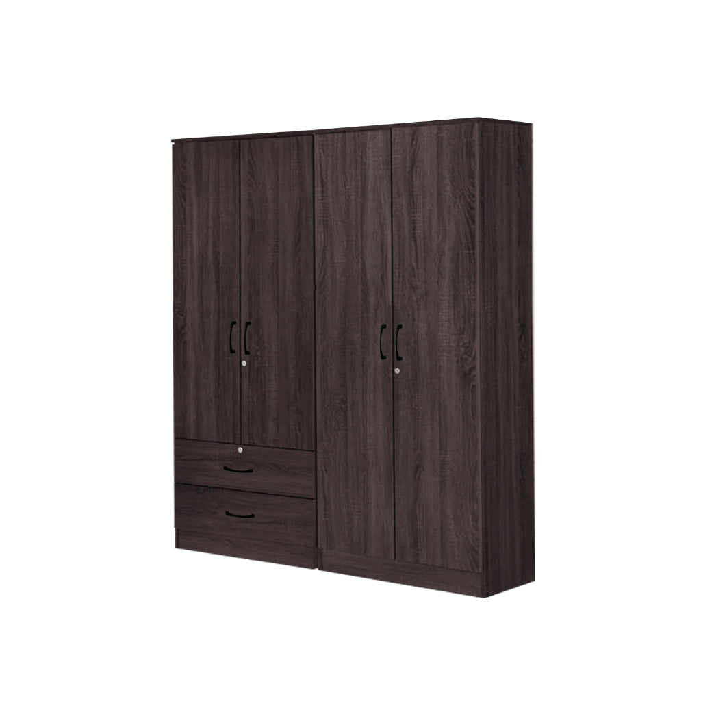 Britain Series 1/2/3/4/5 Doors Tall Wardrobe with Drawers and Top Cabinet in Black Walnut