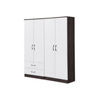 Rome Series 1/2/3/4/5 Doors Tall Wardrobe with Drawers and Top Cabinet in Walnut+White