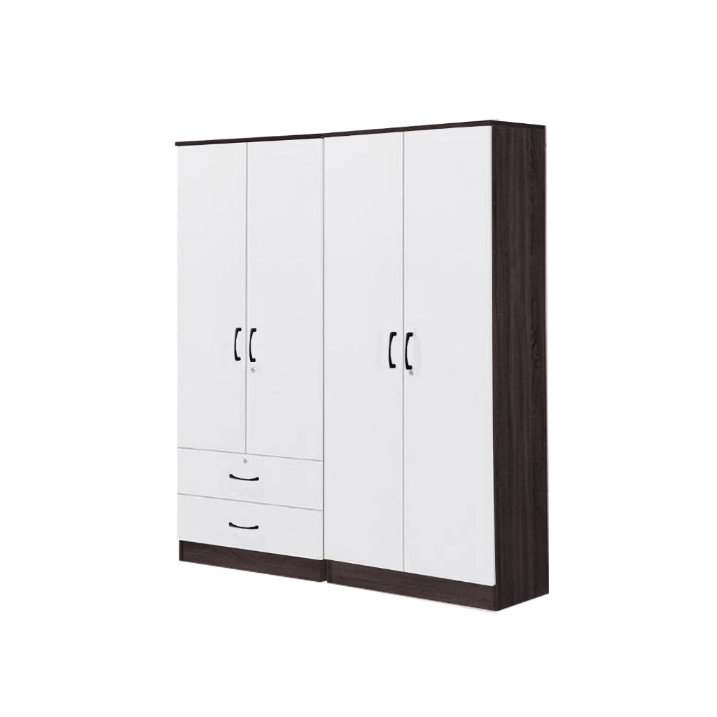 Rome Series 1/2/3/4/5 Doors Tall Wardrobe with Drawers and Top Cabinet in Walnut+White