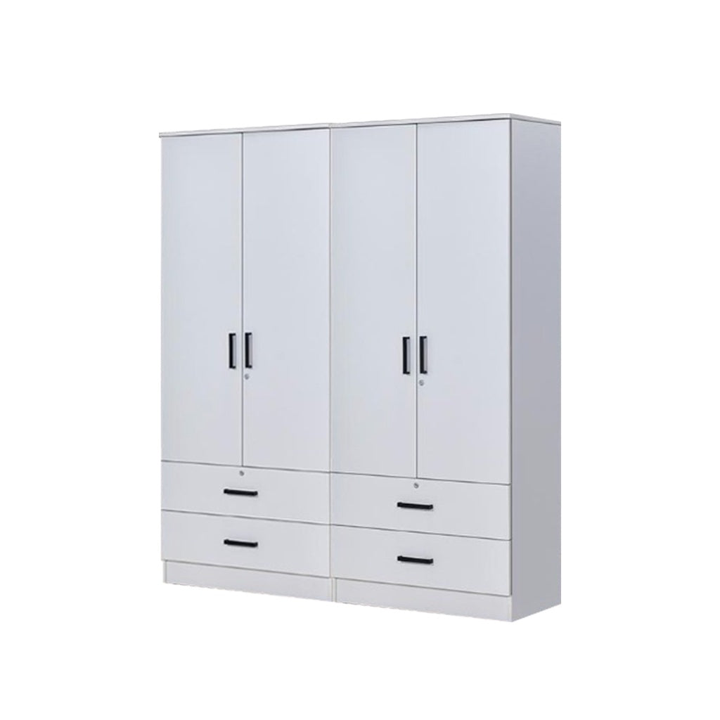 Moira CARB-P2 Certified Board 2-5 Doors  Scratch-Resist Wardrobe w/ Drawers White Colour