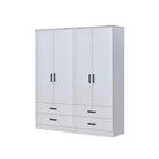 Moira CARB-P2 Certified Board 2-5 Doors  Scratch-Resist Wardrobe w/ Drawers White Colour