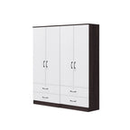 Rome Series 1/2/3/4/5 Doors Tall Wardrobe with Drawers and Top Cabinet in Walnut+White