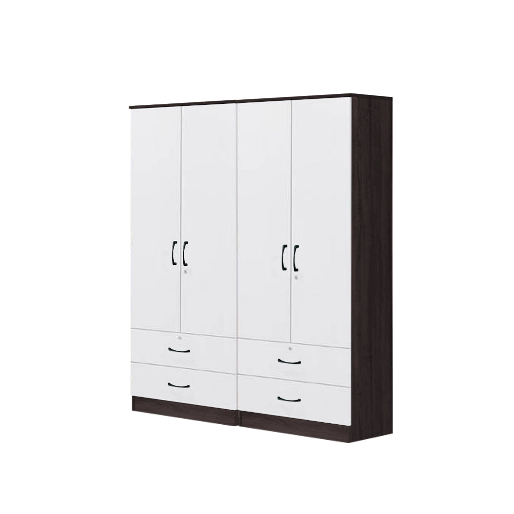 Rome Series 1/2/3/4/5 Doors Tall Wardrobe with Drawers and Top Cabinet in Walnut+White