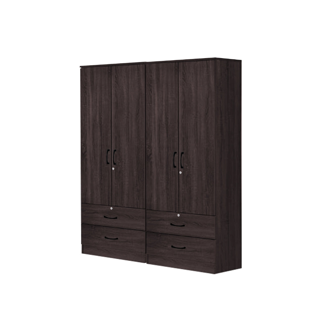 Britain Series 1/2/3/4/5 Doors Tall Wardrobe with Drawers and Top Cabinet in Black Walnut