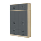 Florence Series 1/2/3/4/5 Doors Tall Wardrobe with Drawers and Top Cabinet in Natural