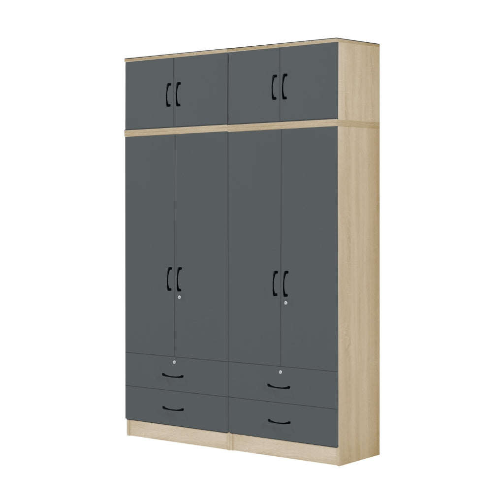 Florence Series 1/2/3/4/5 Doors Tall Wardrobe with Drawers and Top Cabinet in Natural