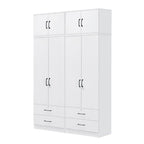 Cyprus Series 4 Door Tall Wardrobe with 4 Drawers and Top Cabinet in Full White Colour