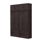 Britain Series 1/2/3/4/5 Doors Tall Wardrobe with Drawers and Top Cabinet in Black Walnut