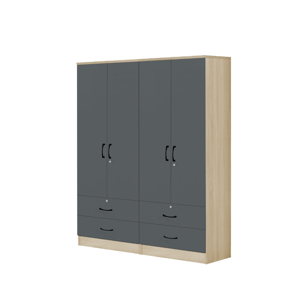 Florence Series 1/2/3/4/5 Doors Tall Wardrobe with Drawers and Top Cabinet in Natural