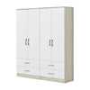 Poland Series 4 Door Wardrobe with 4 Drawers in Ivory & White Colour