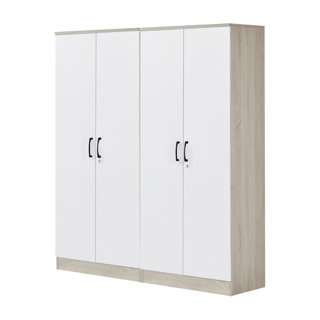 Poland Series 4 Door Wardrobe in Ivory & White Colour