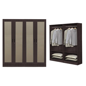 CROATIA Series 1/2/3/4/5 Doors Wardrobe Rattan Design with Drawers and Top Cabinet