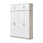 Poland Series 4 Door Tall Wardrobe with Top Cabinet in Ivory & White Colour