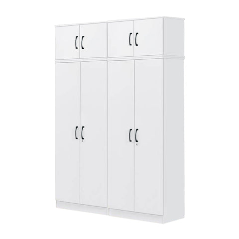 Image of Cyprus Series 4 Door Tall Wardrobe with Top Cabinet in Full White Colour