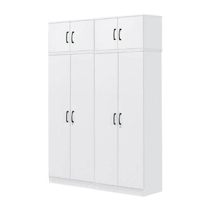 Cyprus Series 4 Door Tall Wardrobe with Top Cabinet in Full White Colour