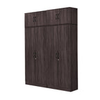 Britain Series 1/2/3/4/5 Doors Tall Wardrobe with Drawers and Top Cabinet in Black Walnut