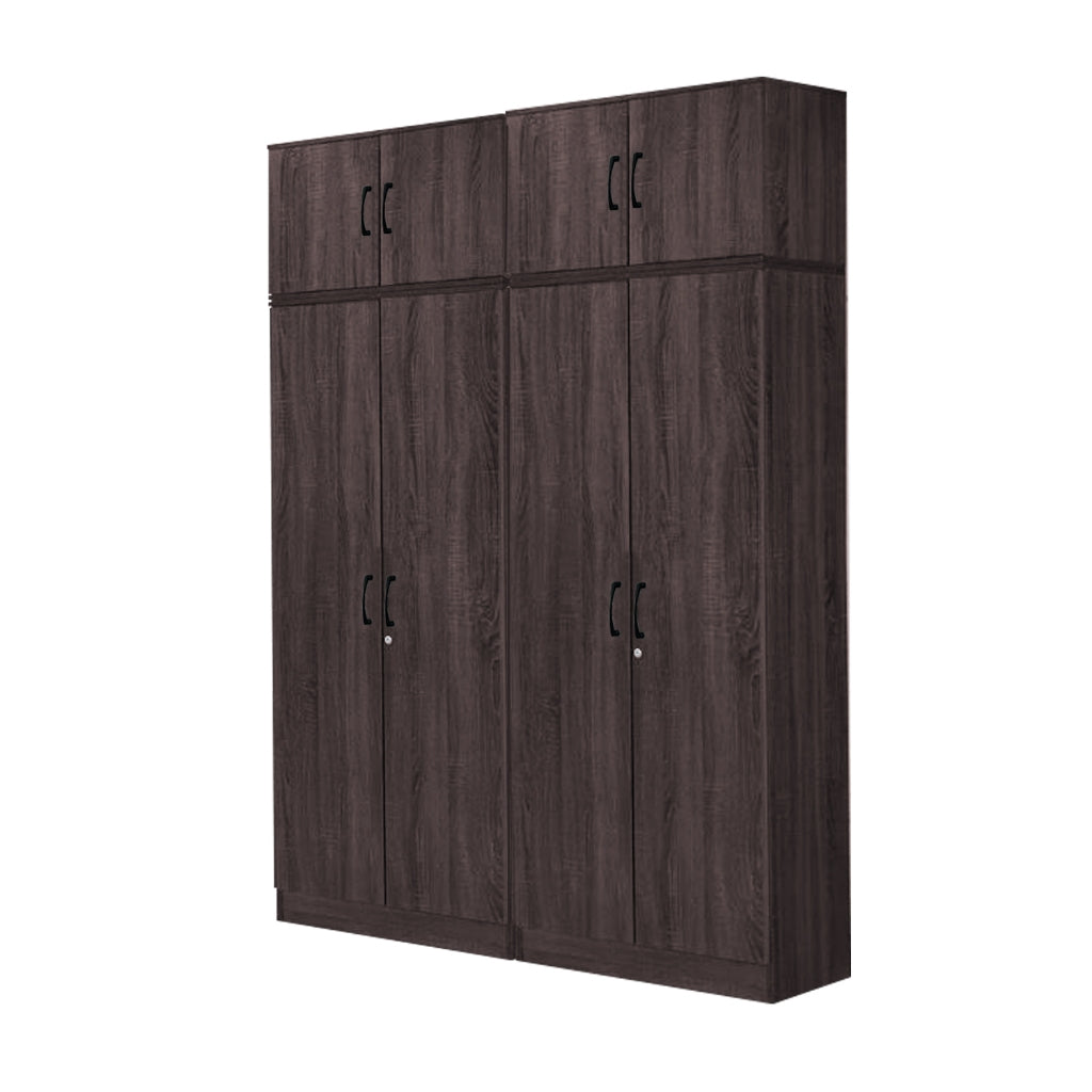 Britain Series 1/2/3/4/5 Doors Tall Wardrobe with Drawers and Top Cabinet in Black Walnut