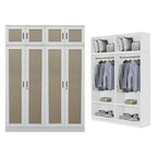 CROATIA Series 1/2/3/4/5 Doors Wardrobe Rattan Design with Drawers and Top Cabinet
