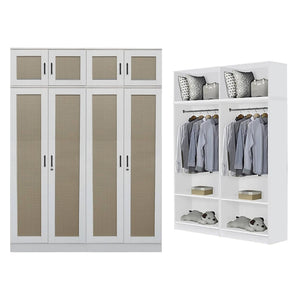 CROATIA Series 1/2/3/4/5 Doors Wardrobe Rattan Design with Drawers and Top Cabinet