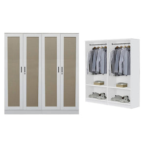 CROATIA Series 1/2/3/4/5 Doors Wardrobe Rattan Design with Drawers and Top Cabinet